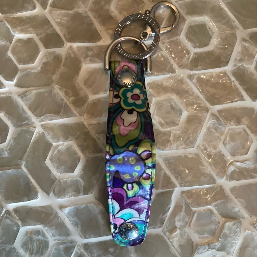 Vera Bradley Iconic Loop Keychain  - Snap Key Ring Fob in purple punch